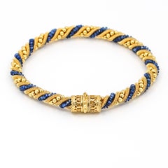Moonlight 18 Karat Yellow Gold Sapphire Beads Rope Bracelet