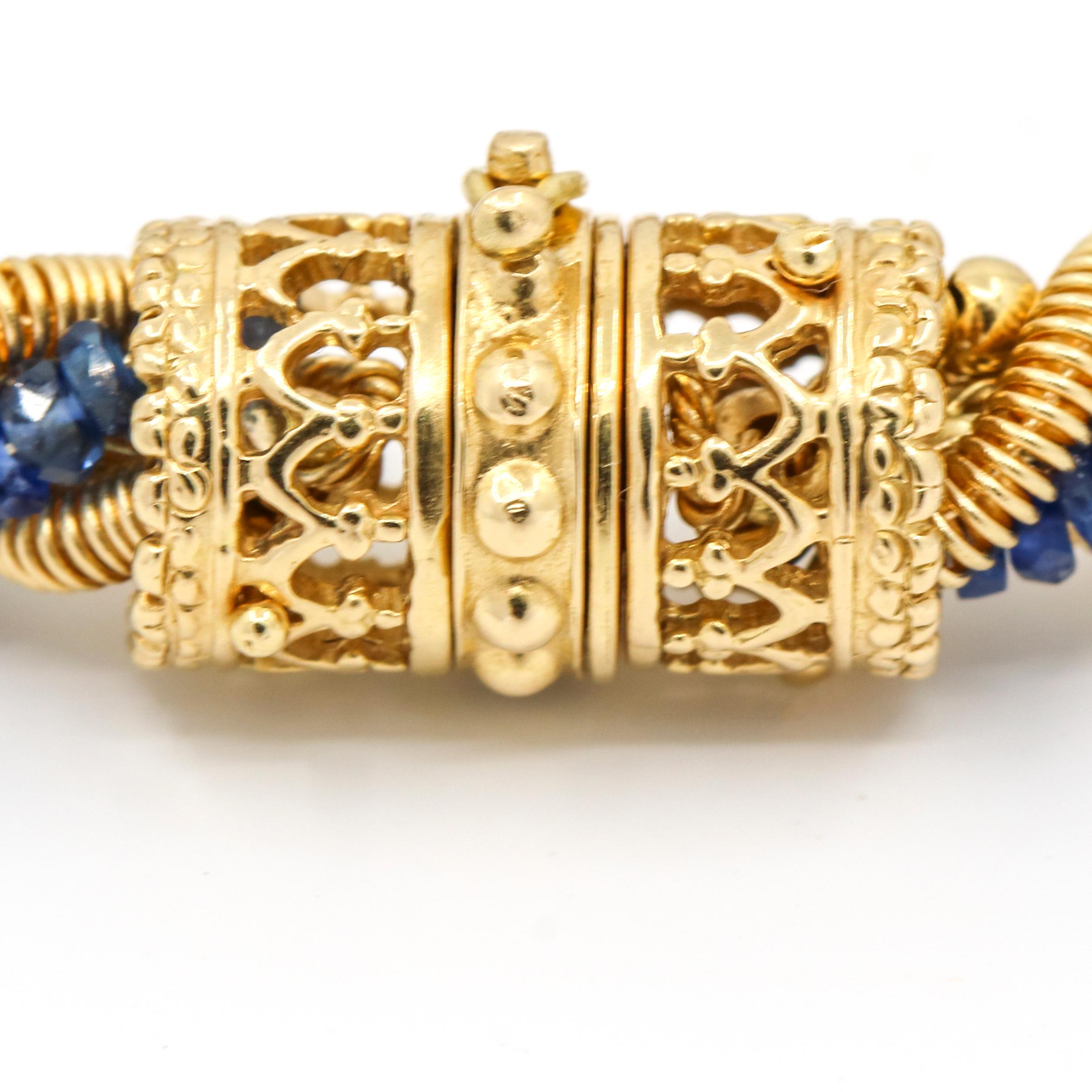 Contemporary Moonlight 18 Karat Yellow Gold Sapphire Beads Rope Bracelet For Sale