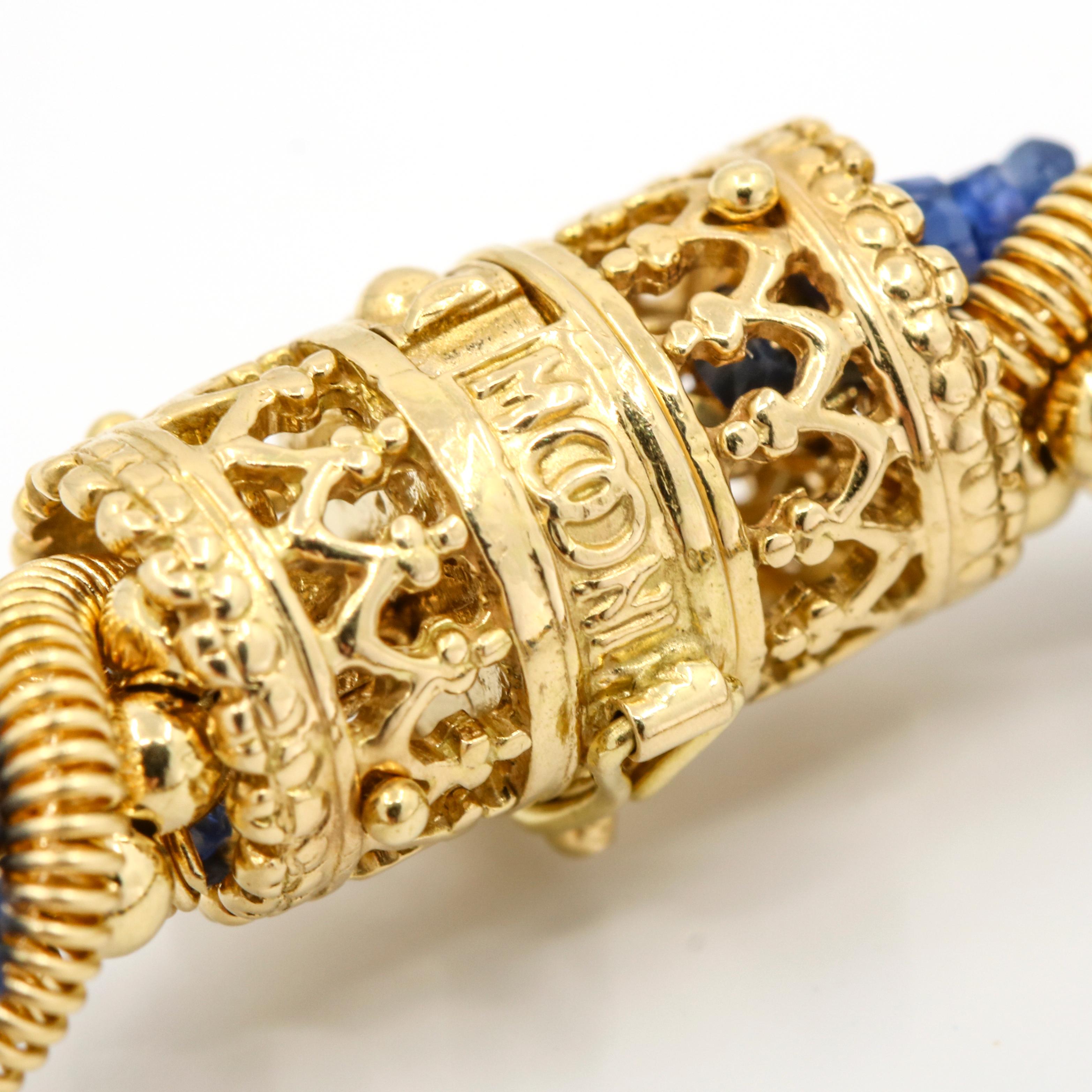 Moonlight 18 Karat Yellow Gold Sapphire Beads Rope Bracelet For Sale 1