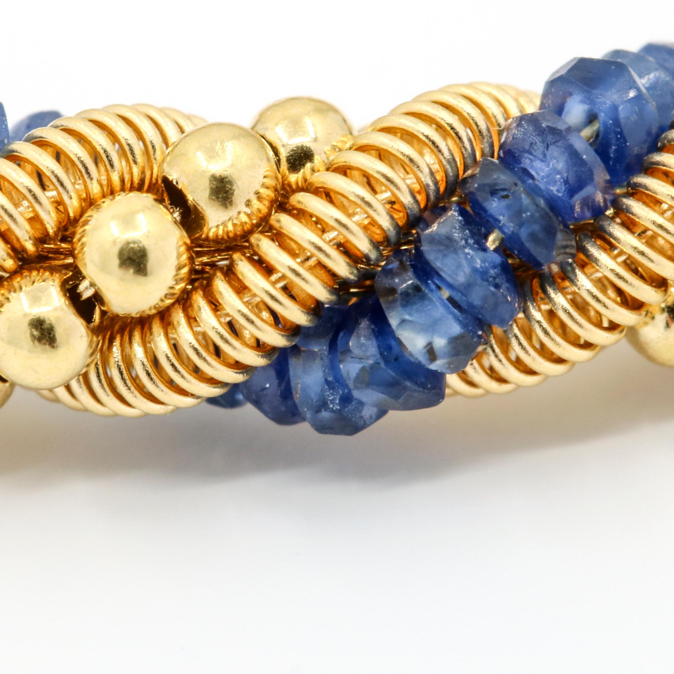 Moonlight 18 Karat Yellow Gold Sapphire Beads Rope Bracelet For Sale 3