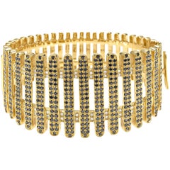 Bangle Moonlight in oro giallo 18 carati con diamanti bianchi e neri
