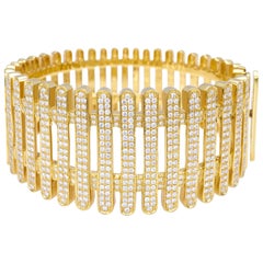 Moonlight Bangle in 18K Yellow Gold with White Diamonds