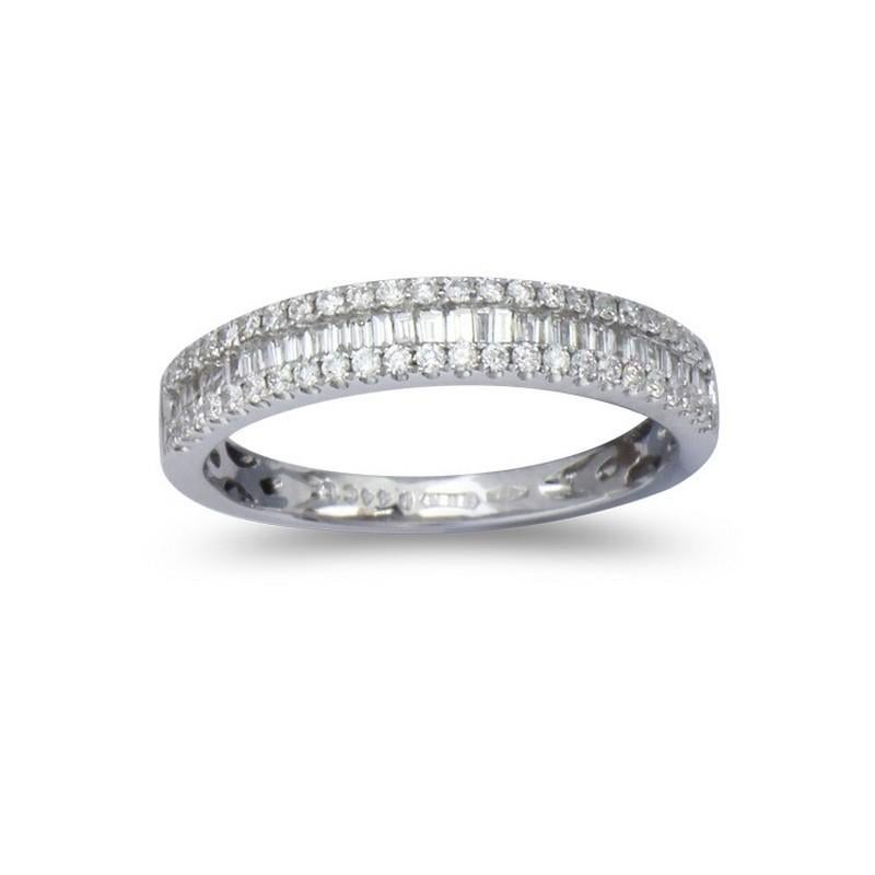 Modern Moonlight Bridal Ring with 0.44 Carat Diamonds in 14K White Gold For Sale