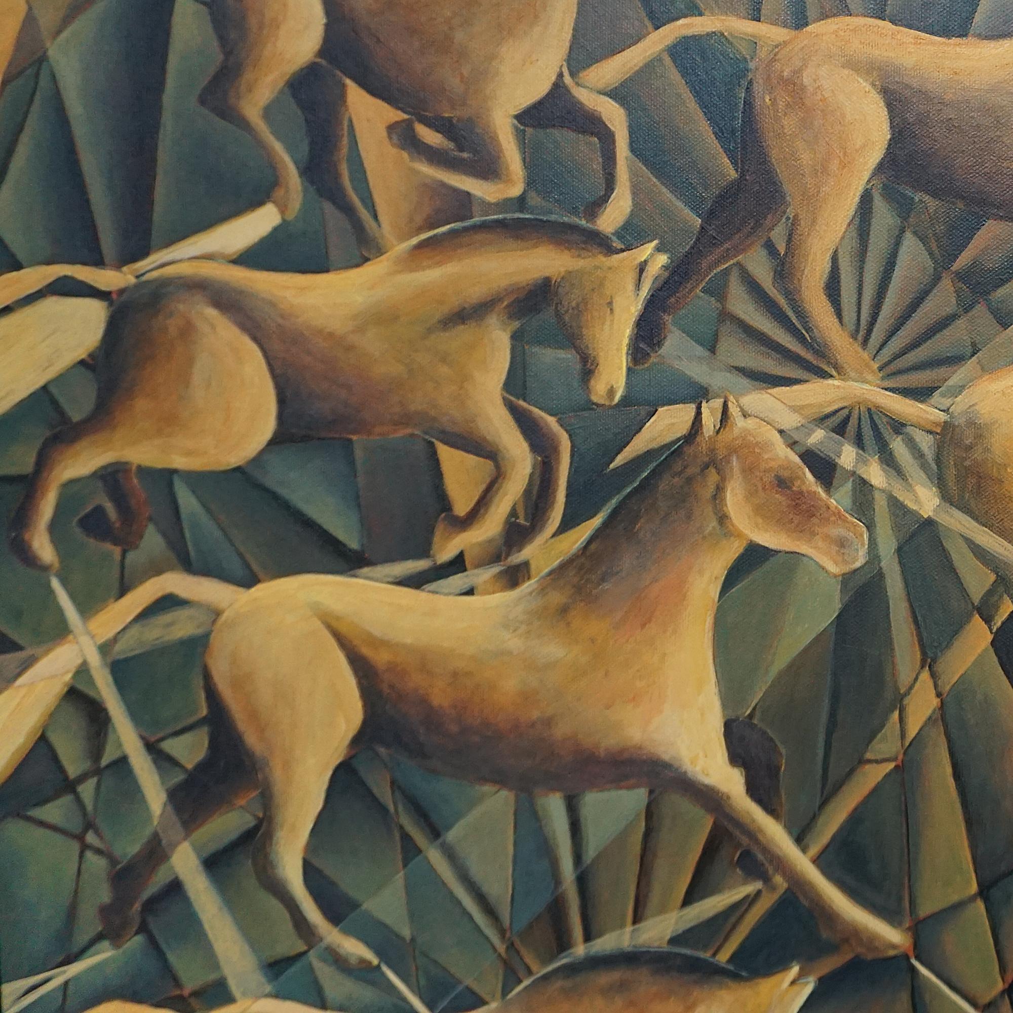 English 'Moonlight Canter' Contemporary Oil on Camvas Painting by Vera Jefferson, 2024 For Sale