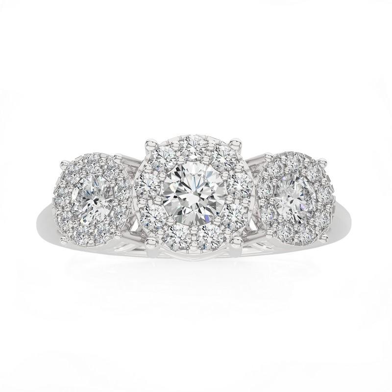 Moonlight Cluster Diamond Ring: 0.66 Carat Diamonds in 14k White Gold For Sale
