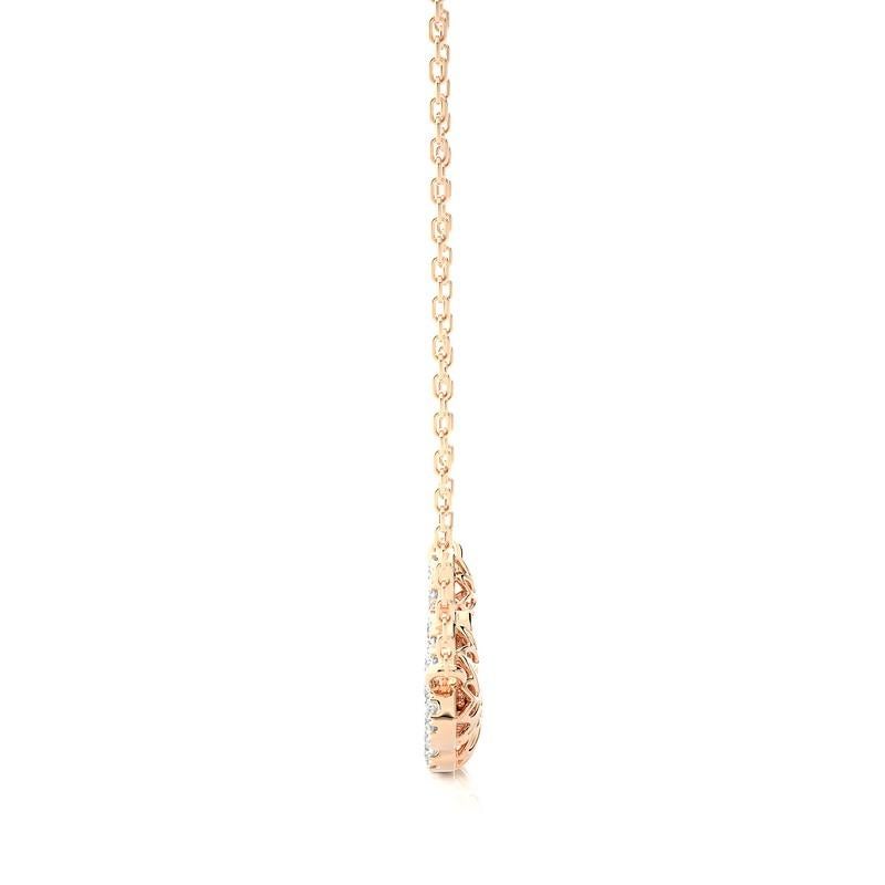 Round Cut Moonlight Cluster Necklace: 1.1 Carat Diamonds in 14k Rose Gold For Sale