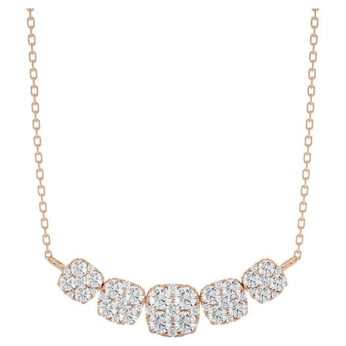 Moonlight Cluster Necklace: 1.1 Carat Diamonds in 14k Rose Gold For Sale