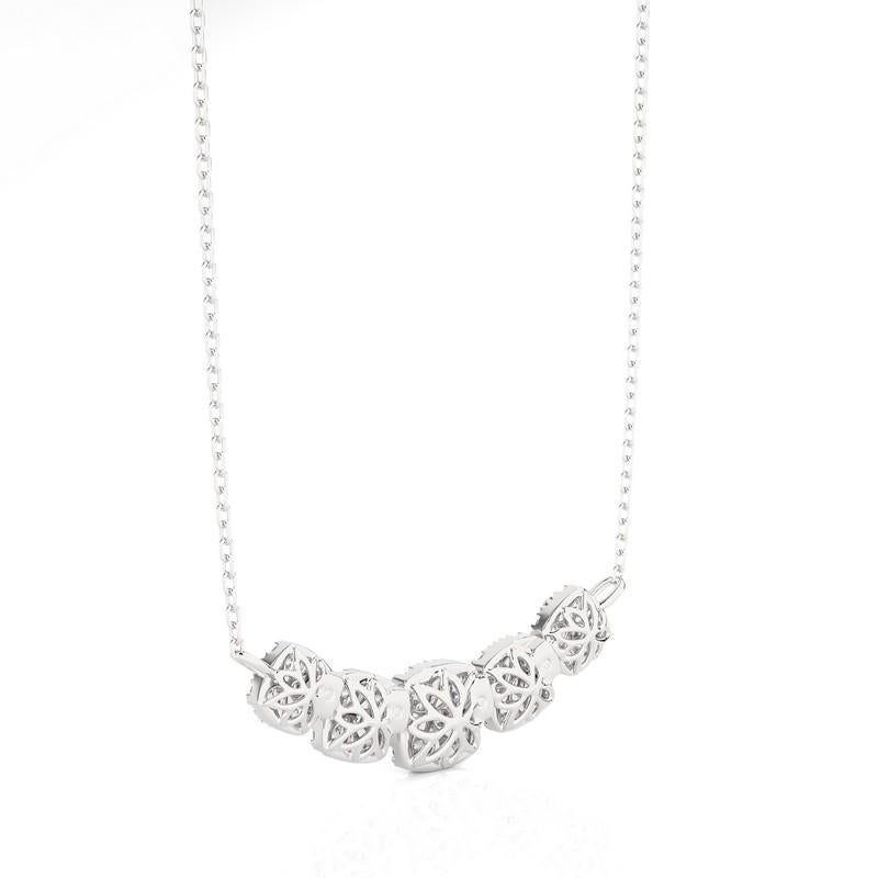 Modern Moonlight Cluster Necklace: 1.1 Carat Diamonds in 14k White Gold For Sale