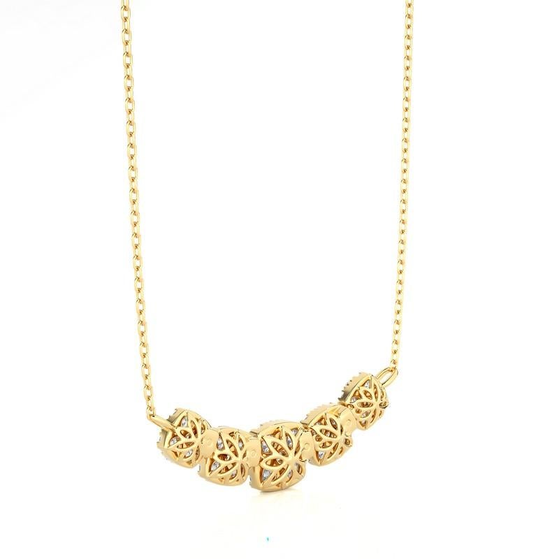 Modern Moonlight Cluster Necklace: 1.1 Carat Diamonds in 14k Yellow Gold For Sale