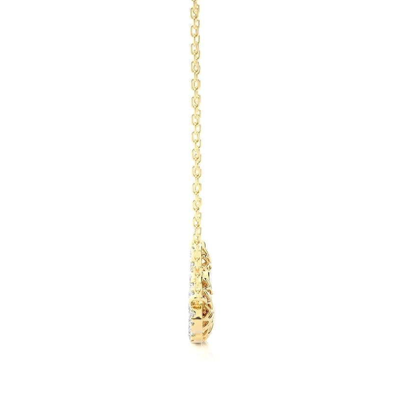 Round Cut Moonlight Cluster Necklace: 1.1 Carat Diamonds in 14k Yellow Gold For Sale
