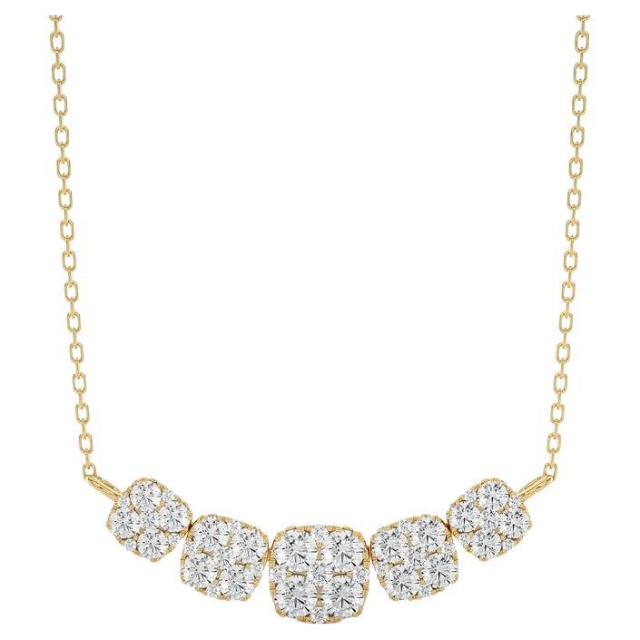 Moonlight Cluster Necklace: 1.1 Carat Diamonds in 18k Yellow Gold For Sale