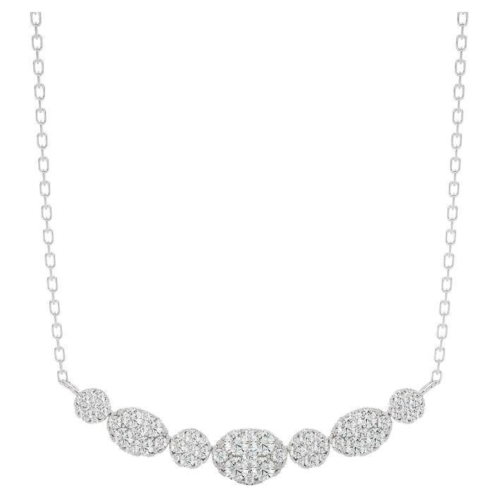 Moonlight Cluster Necklace: 1.2 Carat Diamonds in 14k White Gold For Sale