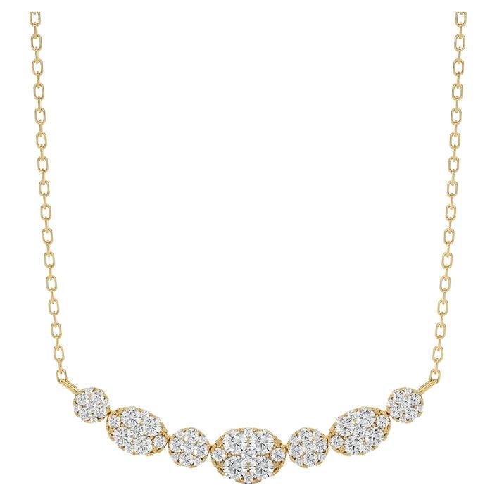 Moonlight Cluster Necklace: 1.2 Carat Diamonds in 14k Yellow Gold For Sale