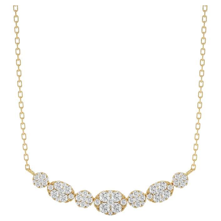 Collier grappe de diamants de 1,2 carat en or jaune 14 carats