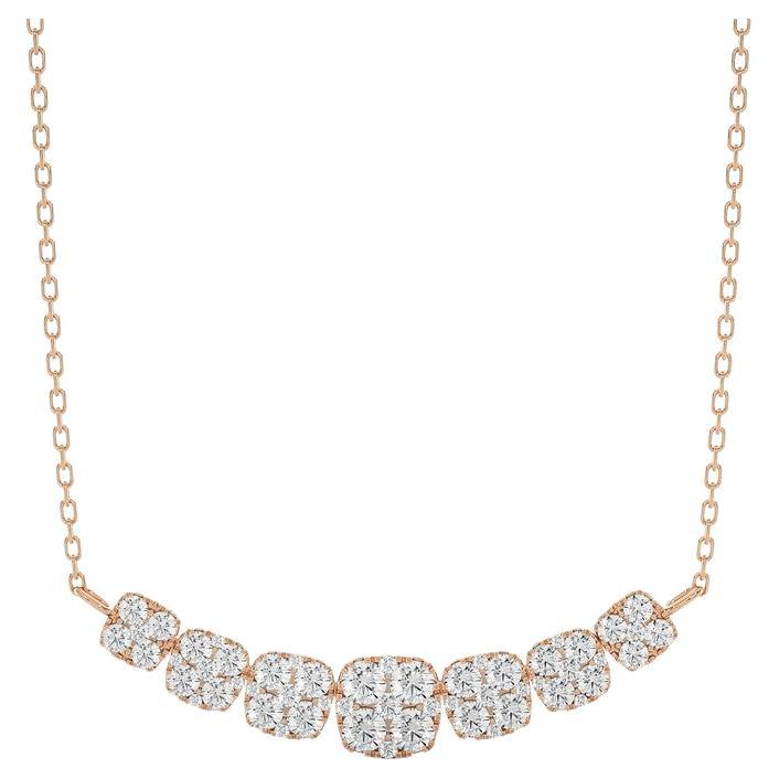 Moonlight Cluster Necklace: 1.3 Carat Diamonds in 14k Rose Gold For Sale
