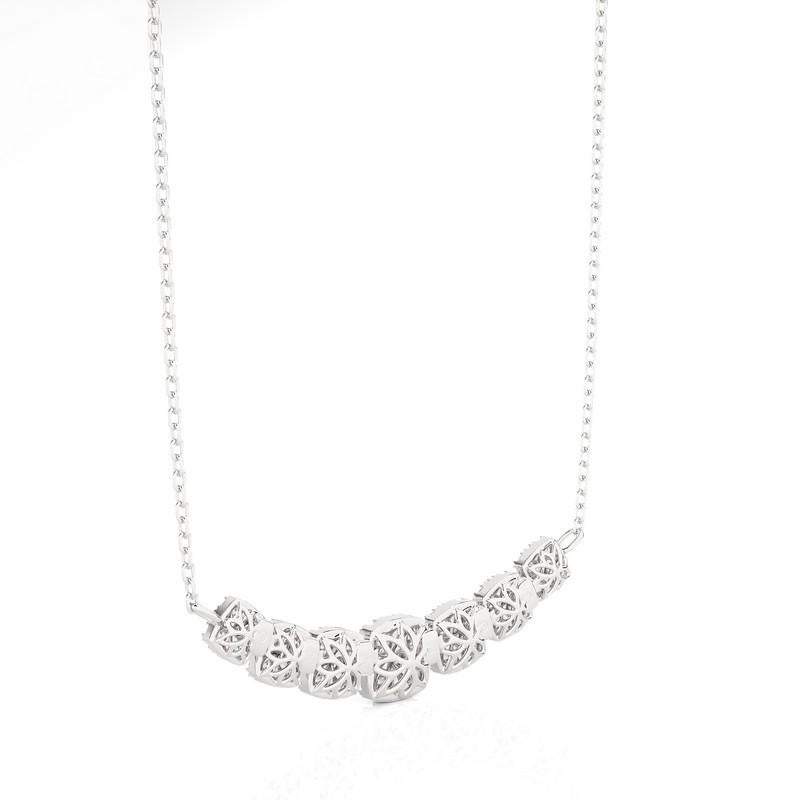Modern Moonlight Cluster Necklace: 1.3 Carat Diamonds in 14k White Gold For Sale