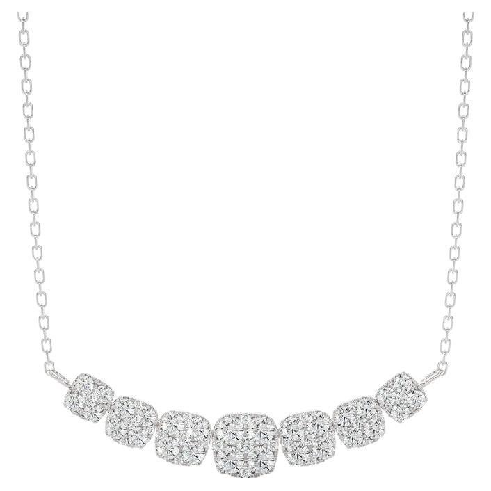 Moonlight Cluster Necklace: 1.3 Carat Diamonds in 14k White Gold For Sale