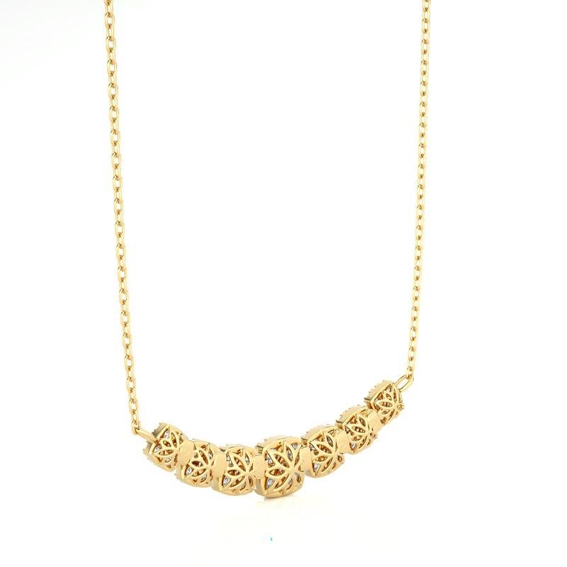 Modern Moonlight Cluster Necklace: 1.3 Carat Diamonds in 14k Yellow Gold For Sale