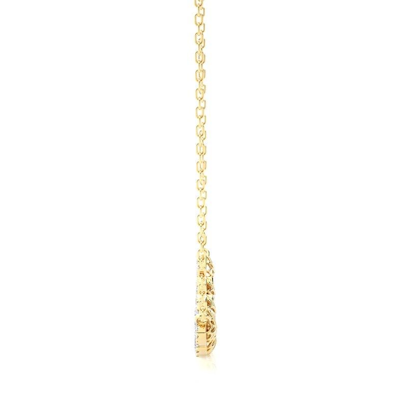 Round Cut Moonlight Cluster Necklace: 1.3 Carat Diamonds in 14k Yellow Gold For Sale
