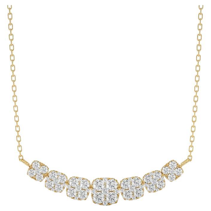 Moonlight Cluster Necklace: 1.3 Carat Diamonds in 14k Yellow Gold For Sale