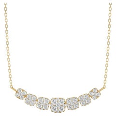 Moonlight Cluster Necklace: 1.3 Carat Diamonds in 14k Yellow Gold