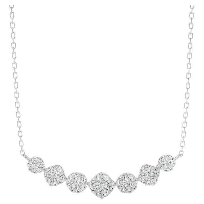 Moonlight Cluster Necklace: 1.4 Carat Diamonds in 14k White Gold For Sale
