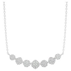 Collier grappe de diamants 1,4 carat en or blanc 14 carats