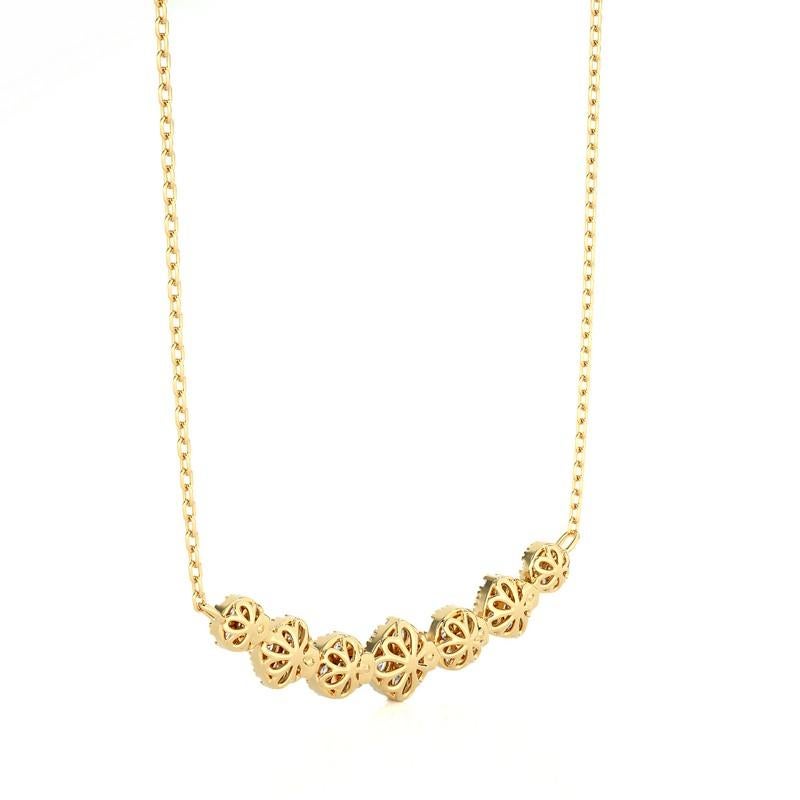 Round Cut Moonlight Cluster Necklace: 1.4 Carat Diamonds in 14k Yellow Gold For Sale