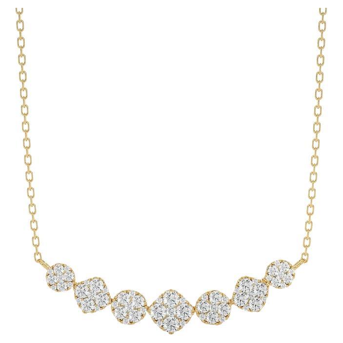 Moonlight Cluster Necklace: 1.4 Carat Diamonds in 14k Yellow Gold For Sale