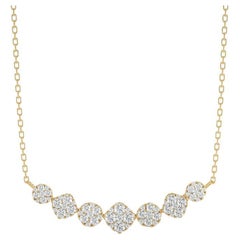 Collier grappe de diamants 1,4 carat en or jaune 14 carats