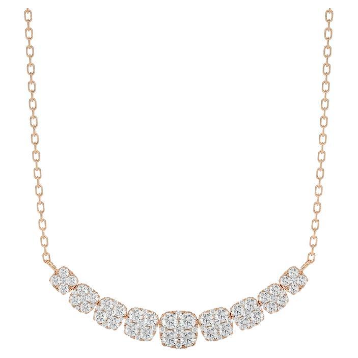 Moonlight Cluster Necklace: 2 Carat Diamonds in 14k Rose Gold For Sale