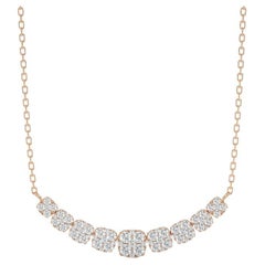 Collier grappe de diamants de 2 carats en or rose 14 carats