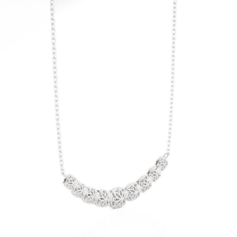 Modern Moonlight Cluster Necklace: 2 Carat Diamonds in 14k White Gold For Sale