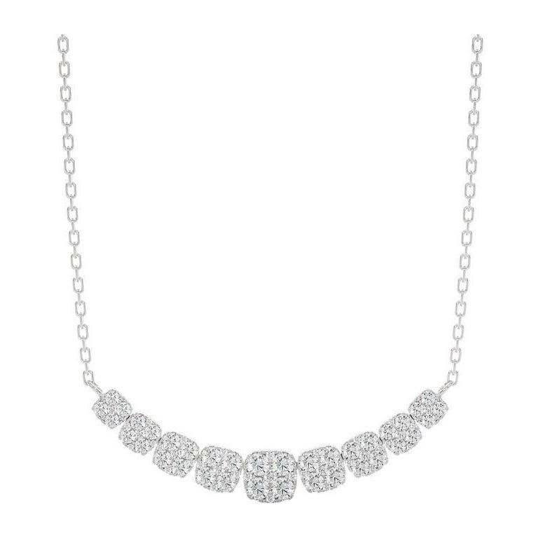 Collier grappe de diamants de 2 carats en or blanc 18 carats