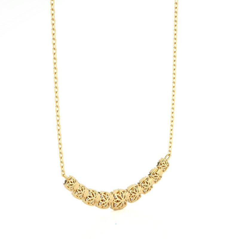 Modern Moonlight Cluster Necklace: 2 Carat Diamonds in 18k Yellow Gold For Sale