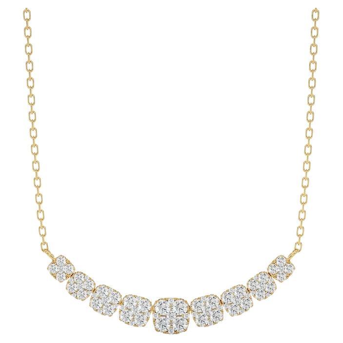 Collier grappe de diamants de 2 carats en or jaune 18 carats