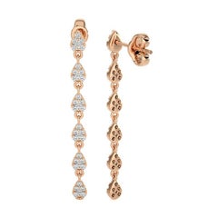 0.49 Ctw round diamonds Moonlight collection 14K Rose gold dangling earrings