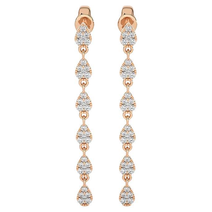 Orecchini pendenti in oro rosa 14K con diamanti rotondi da 0,49 Ctw della collezione Moonlight in vendita