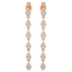 0,49 Ctw runde Diamanten Moonlight Kollektion 14K Rose Gold baumelnde Ohrringe
