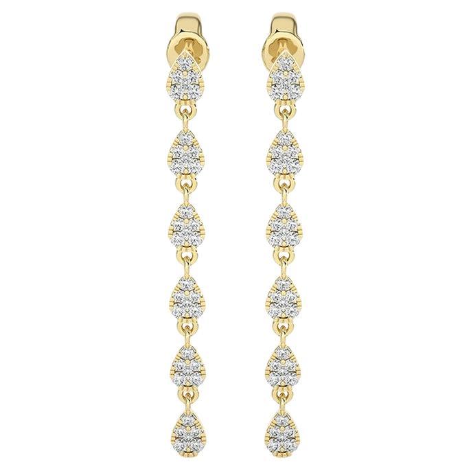 0.49 Ctw round diamonds Moonlight collection 14K Yellow gold Dangling earrings