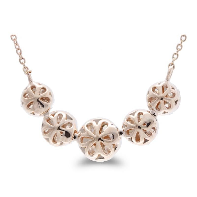 Moderno Moonlight Collection'S - Collana in oro rosa 14K con 5 grappoli rotondi (0,9 ctw di diamanti) in vendita