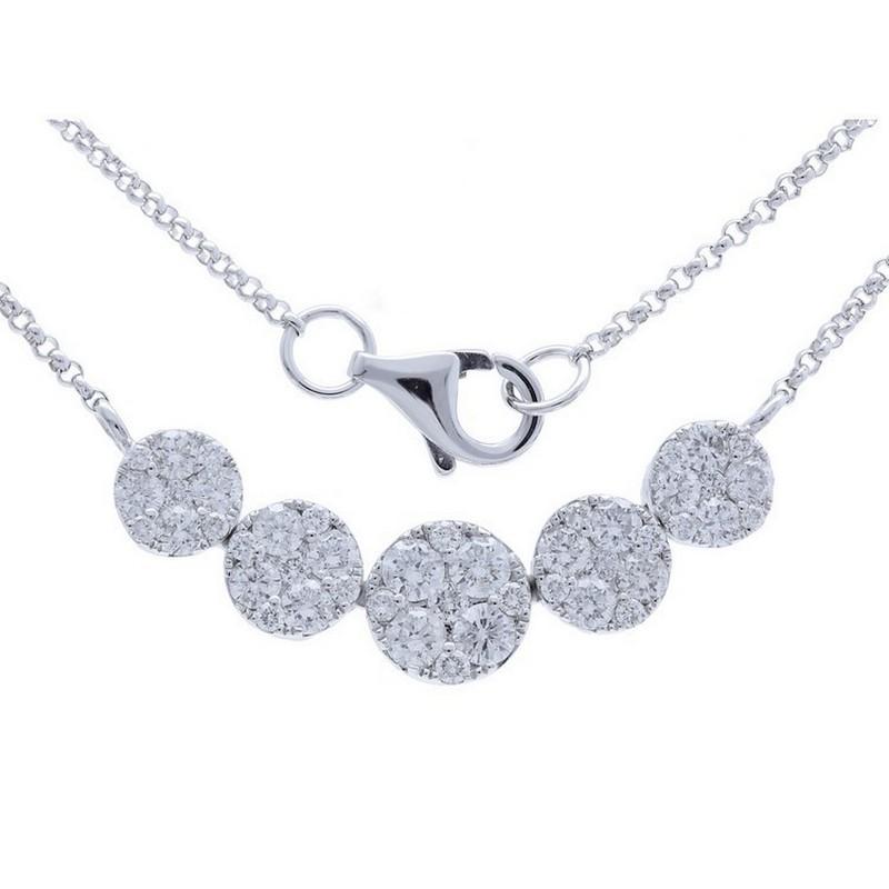 Moonlight Collection- Collana con 5 grappoli rotondi in oro bianco 14K (0,9 ctw di diamanti)