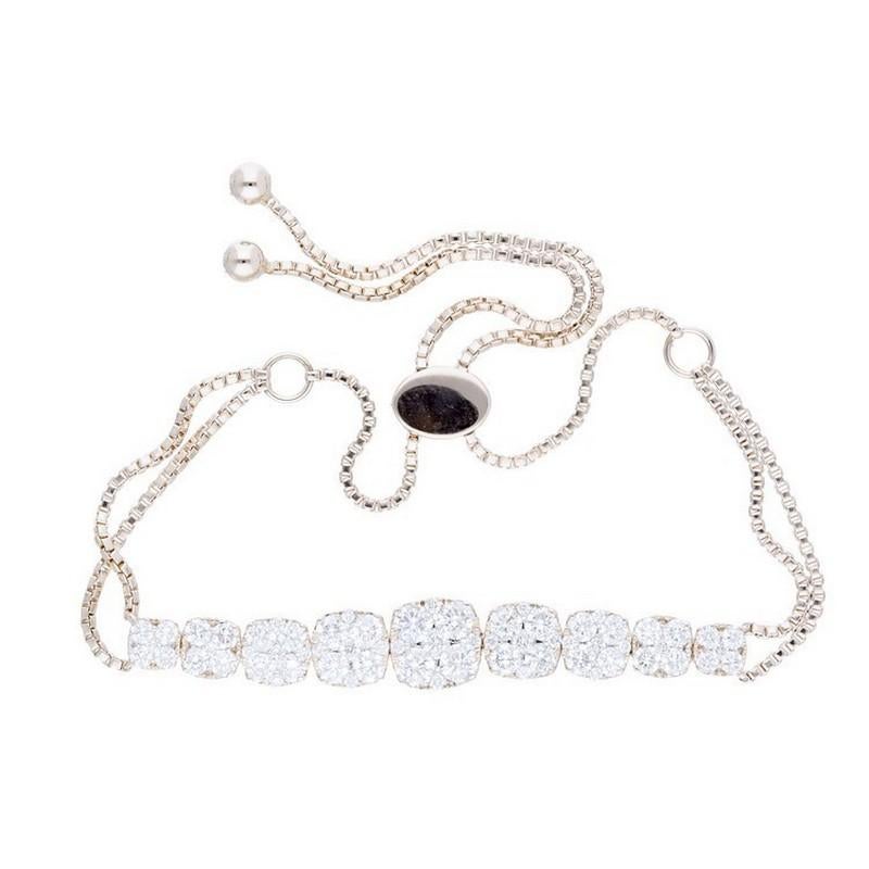 Total Carat Weight: This exquisite Moonlight Collection Bolo Bracelet features a total carat weight of 1.6 carats, highlighting the brilliance of 65 excellent quality round diamonds meticulously arranged in a captivating graduated cluster
