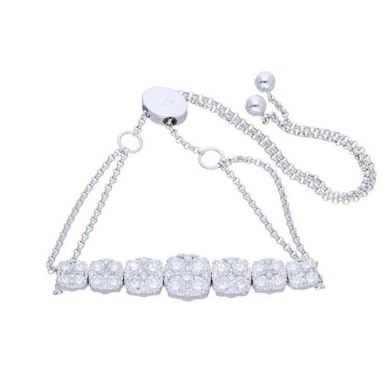 Modern Moonlight Collection Bolo Bracelet: 14K White Gold with 1.35 Carat Diamonds For Sale