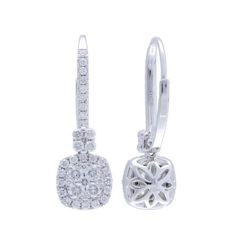 Diamond Total Carat Weight: Elevate your style with the Moonlight Collection Cushion Cluster Earring, featuring a total carat weight of 0.68 carats. This stunning pair showcases the brilliance of 78 round diamonds, meticulously set in an intricate