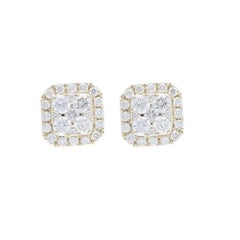 Moonlight Cushion Cluster Earrings: 0.59 Carat Diamonds in 14K Yellow Gold