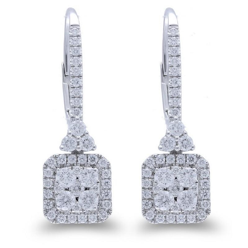 Moderne Boucles d'oreilles grappe coussin collection Moonlight : 1,03 carat diamants en blanc 14 carats  en vente