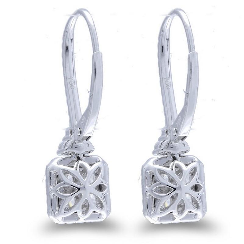 Taille ronde Boucles d'oreilles grappe coussin collection Moonlight : 1,03 carat diamants en blanc 14 carats  en vente