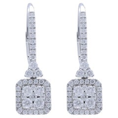 Boucles d'oreilles grappe coussin collection Moonlight : 1,03 carat diamants en blanc 14 carats 