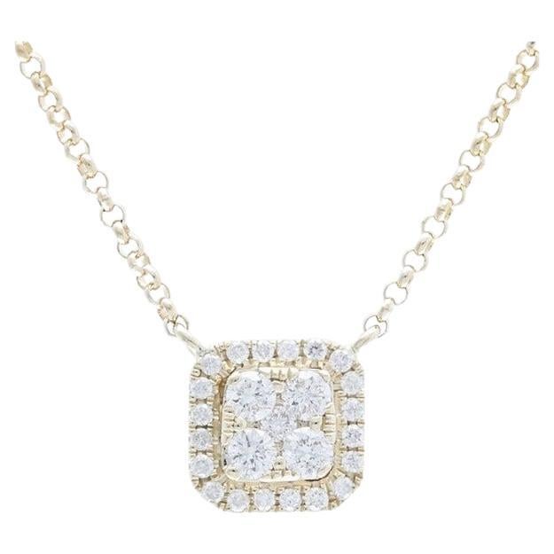 Moonlight Collection Cushion Cluster Pendant: 0.22 Ct Diamond in 18K Yellow Gold For Sale